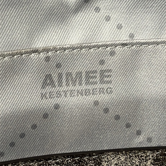 Aimee Kestenberg Gray w/ Irridescent Metallic Leather Satchel Handbag great - Picture 6 of 10